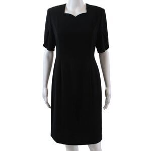 Paco Rabanne Womens Short Sleeves Mid Calf Sheath Dress Black Size Small